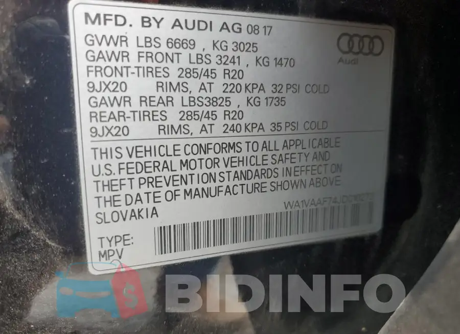 WA1VAAF74JD010273 Photo# 14