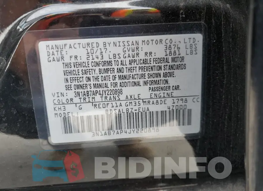 3N1AB7AP4JY220898 Photo# 12