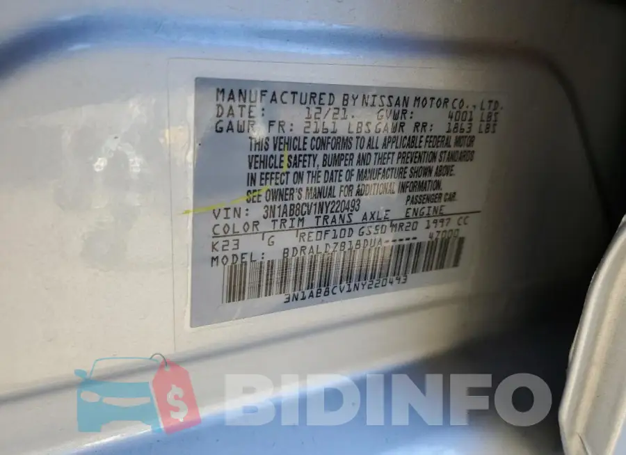 3N1AB8CV1NY220493 Photo# 12