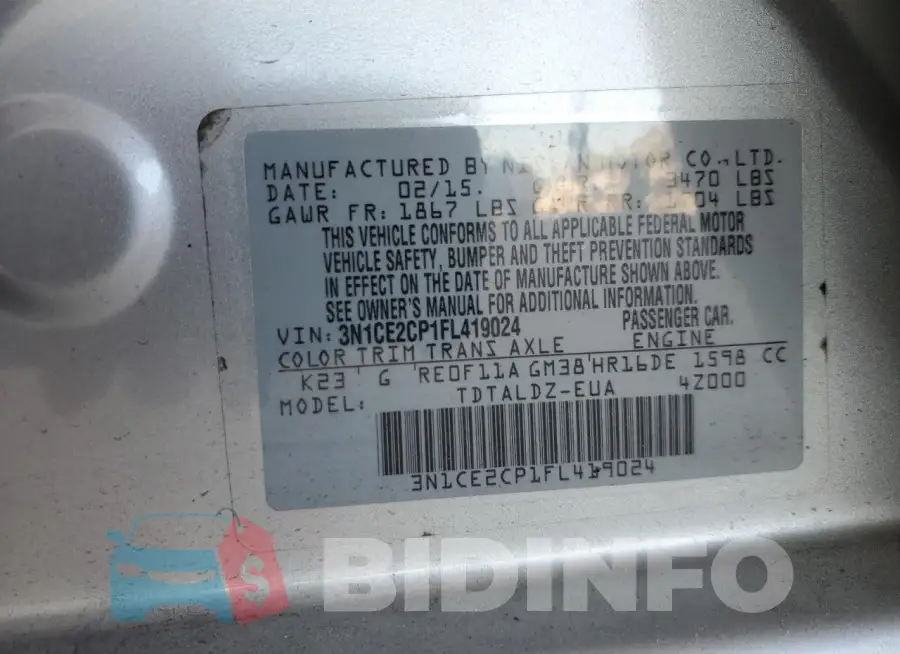 3N1CE2CP1FL419024 Photo# 13