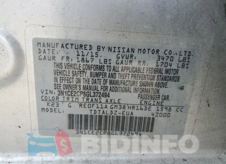 3N1CE2CP8GL372494 Photo# 12