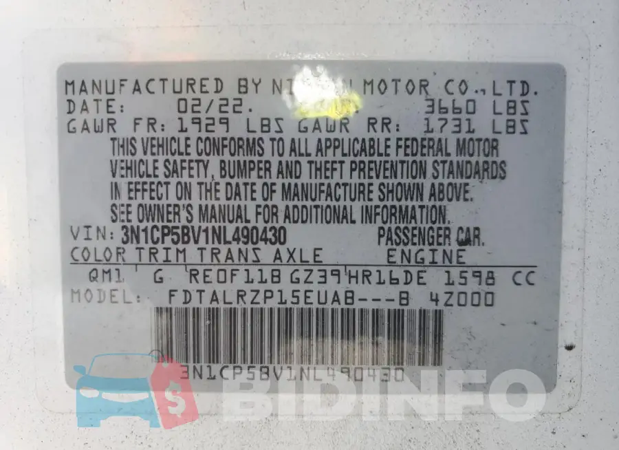 3N1CP5BV1NL490430 Photo# 13