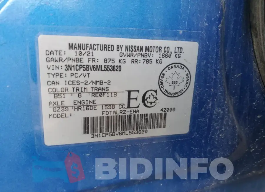 3N1CP5BV6ML553620 Photo# 12
