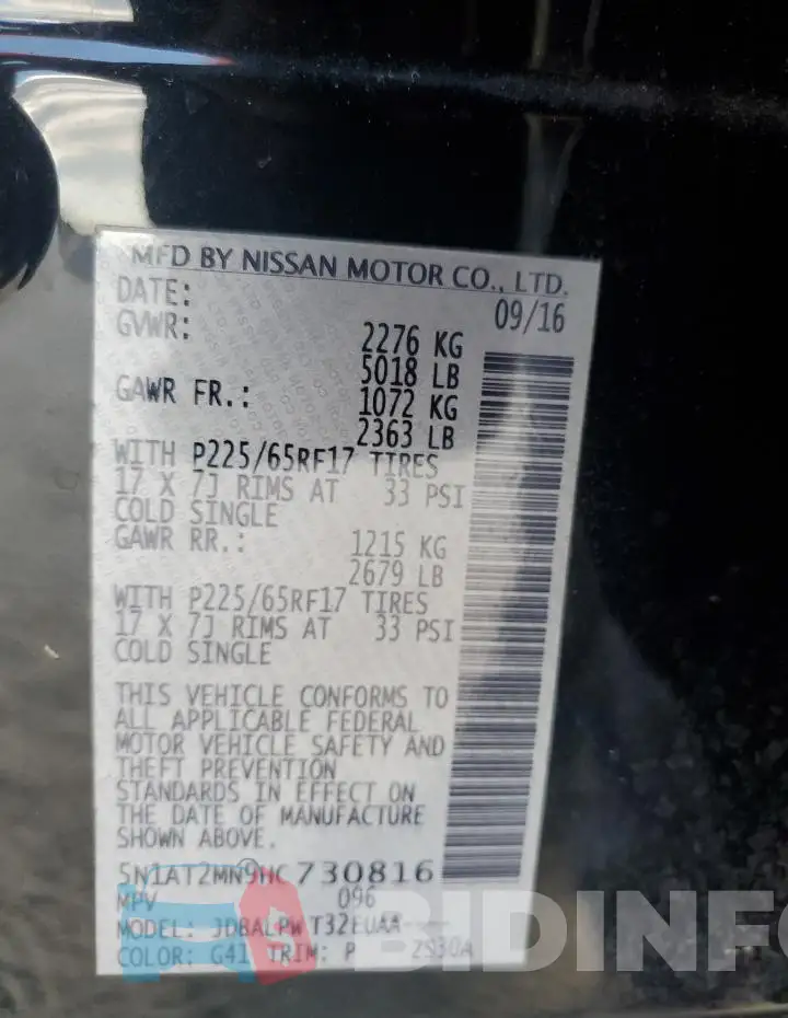 5N1AT2MN9HC730816 Photo# 14