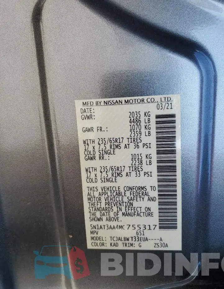 5N1AT3AA4MC755317 Photo# 13
