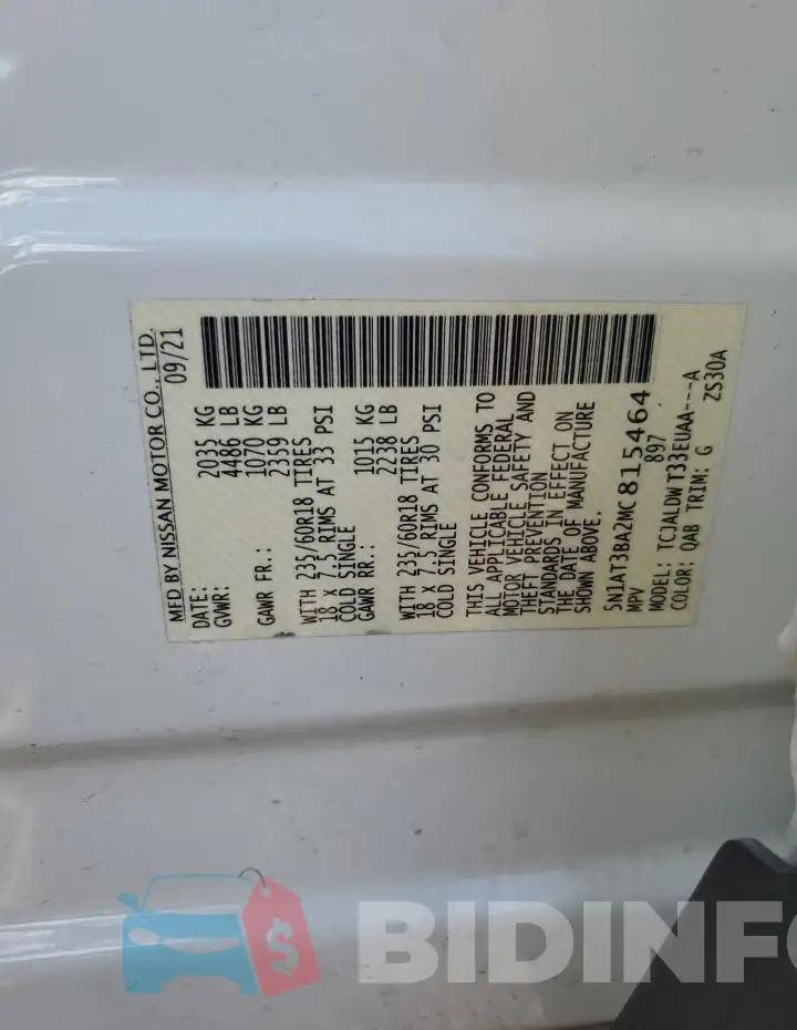 5N1AT3BA2MC815464 Photo# 14