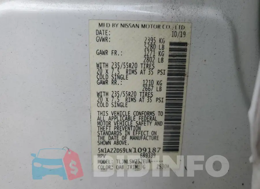 5N1AZ2DS9LN109187 Photo# 13