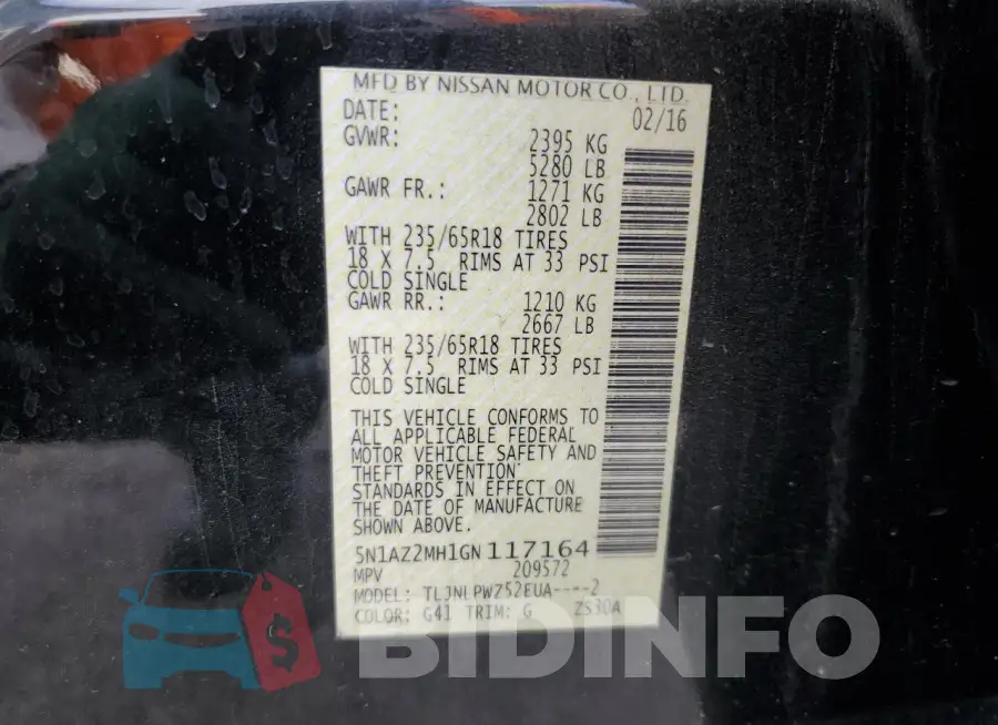 5N1AZ2MH1GN117164 Photo# 13
