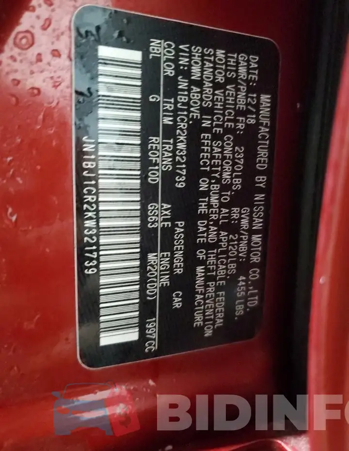 JN1BJ1CR2KW321739 Photo# 13