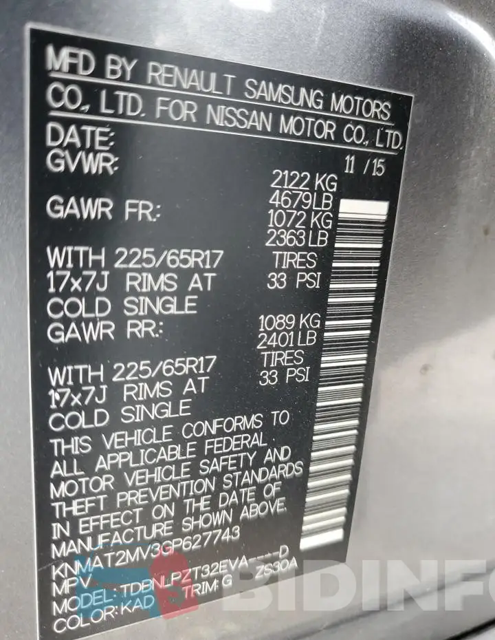 KNMAT2MV3GP627743 Photo# 14