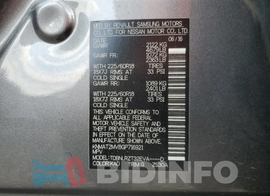 KNMAT2MV8GP716921 Photo# 13