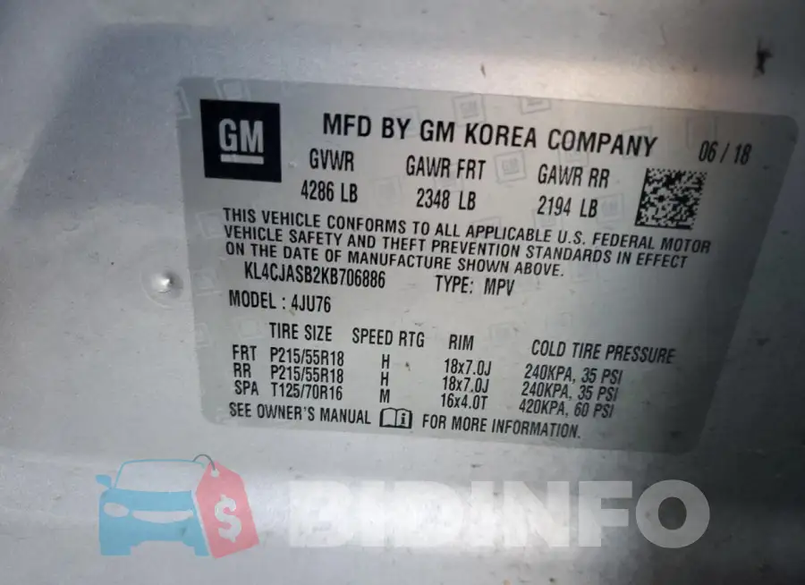 KL4CJASB2KB706886 Photo# 12