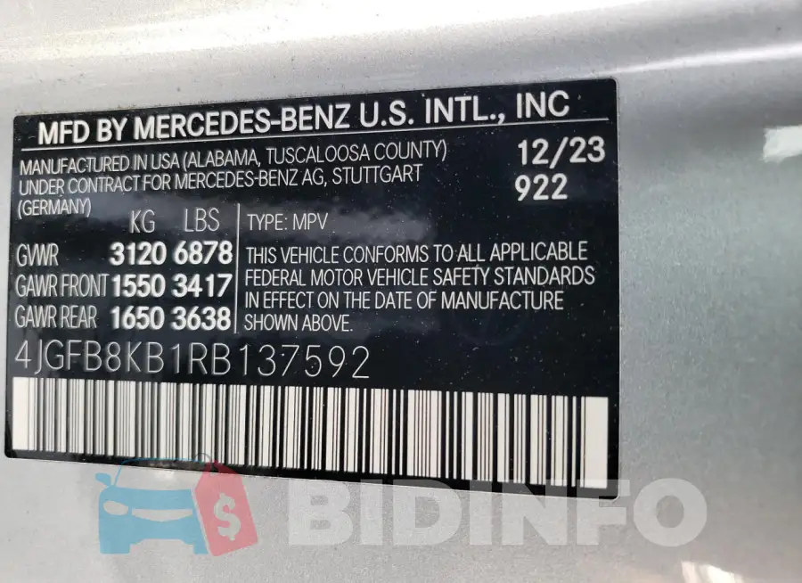 4JGFB8KB1RB137592 Photo# 14