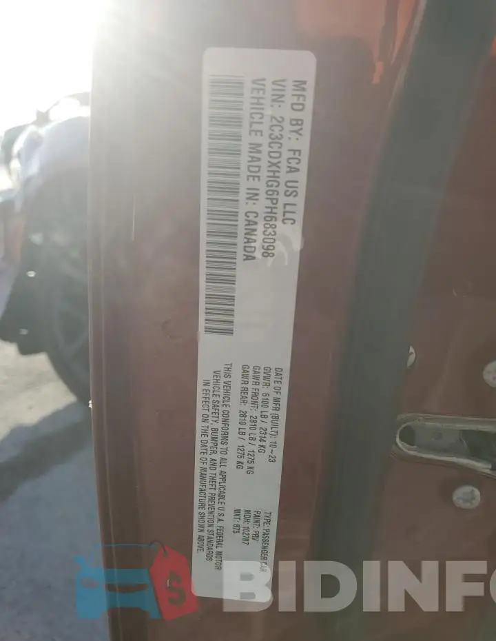2C3CDXHG6PH683098 Photo# 12