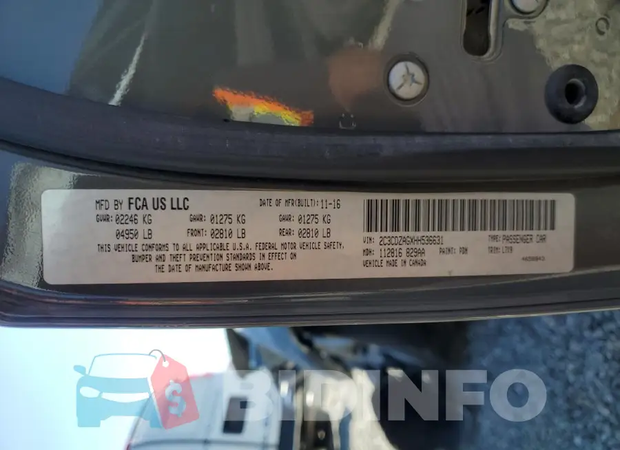 2C3CDZAGXHH536631 Photo# 13