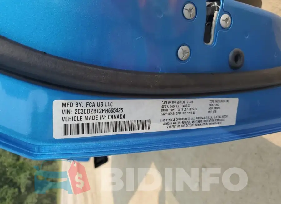 2C3CDZBT2PH665425 Photo# 13