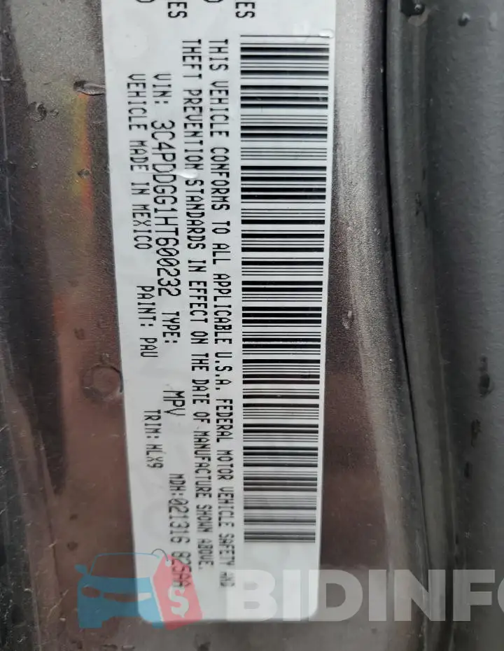 3C4PDDGG1HT600232 Photo# 13