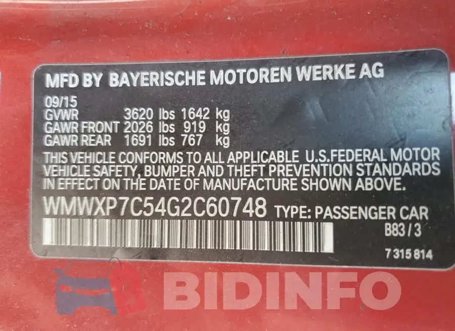 WMWXP7C54G2C60748 Photo# 12