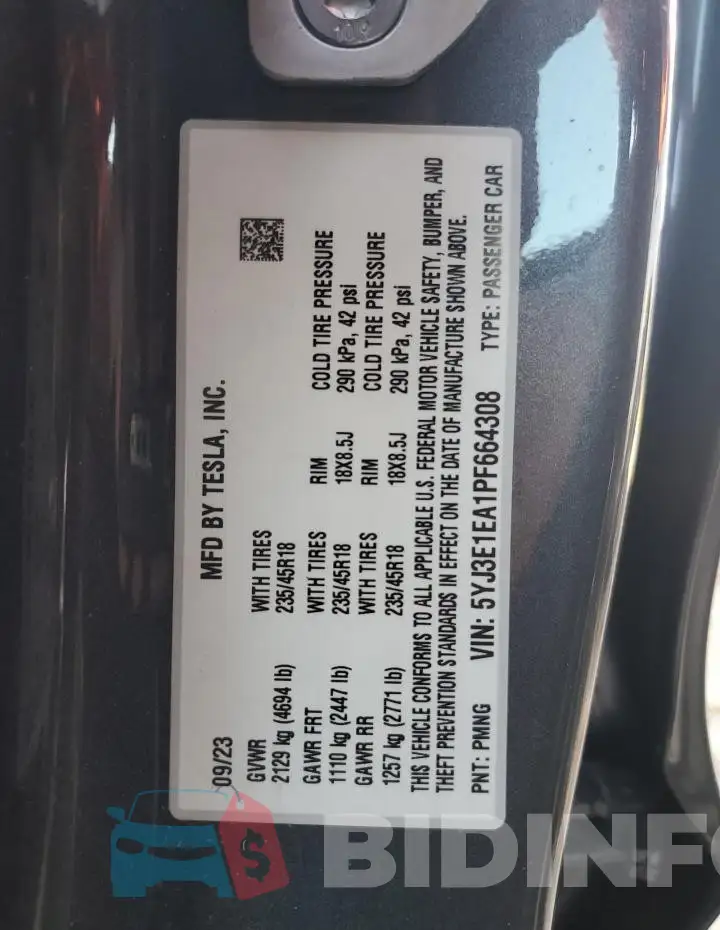5YJ3E1EA1PF664308 Photo# 12