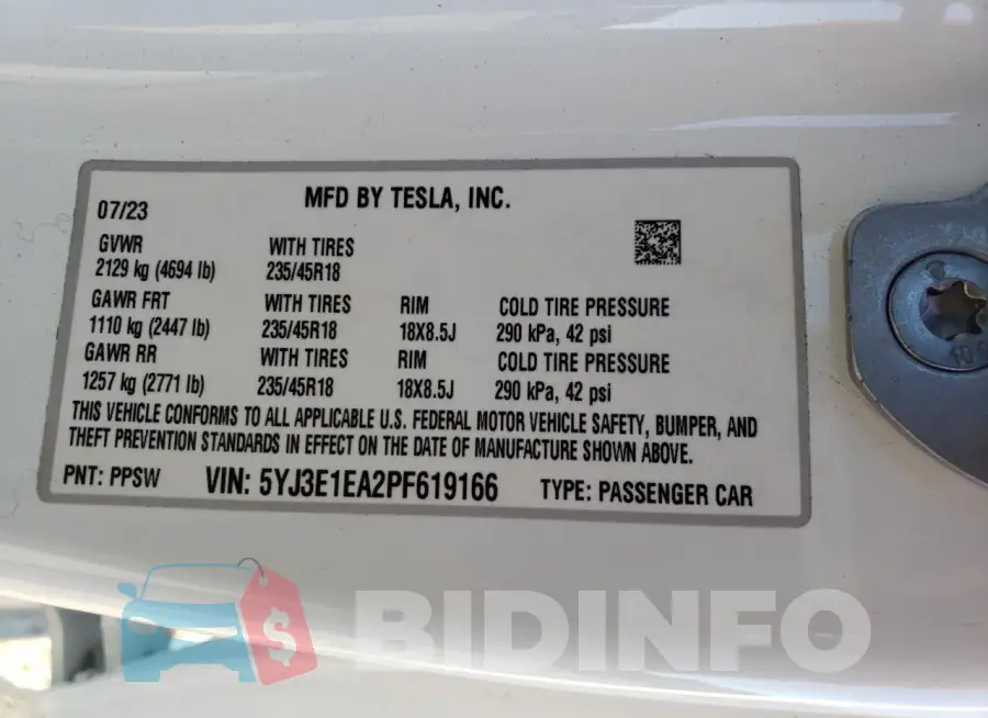 5YJ3E1EA2PF619166 Photo# 13