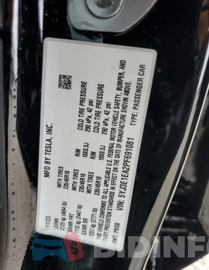 5YJ3E1EA2PF691081 Photo# 12
