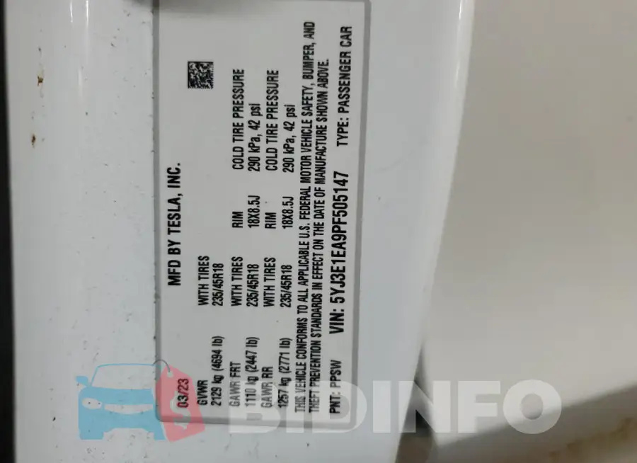 5YJ3E1EA9PF505147 Photo# 12