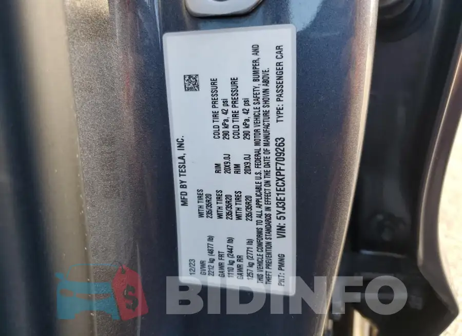 5YJ3E1ECXPF709263 Photo# 13