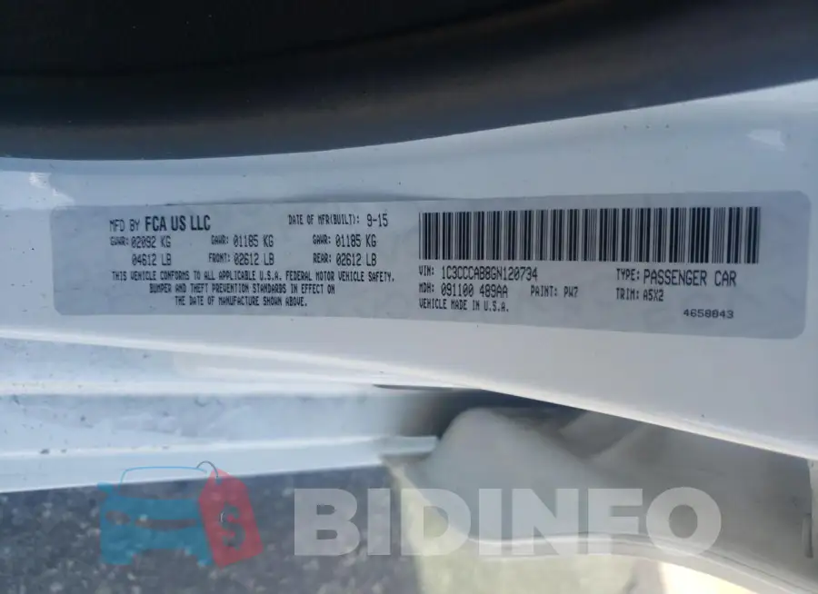 1C3CCCAB8GN120734 Photo# 12