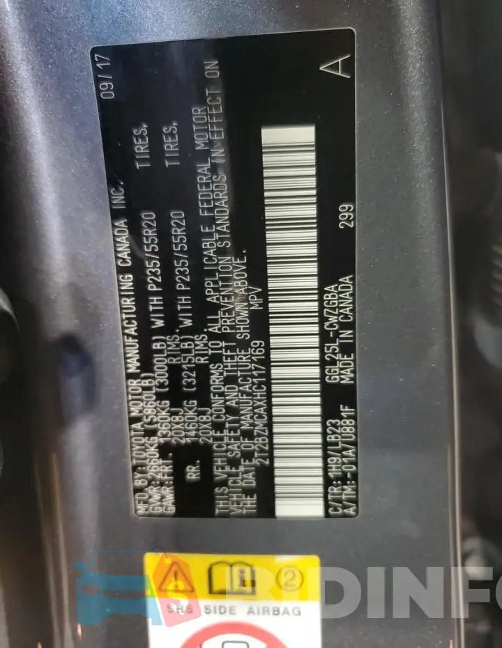 2T2BZMCAXHC117169 Photo# 12