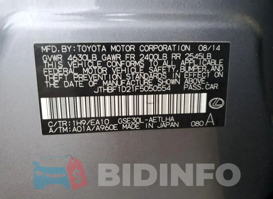 JTHBF1D21F5050554 Photo# 12