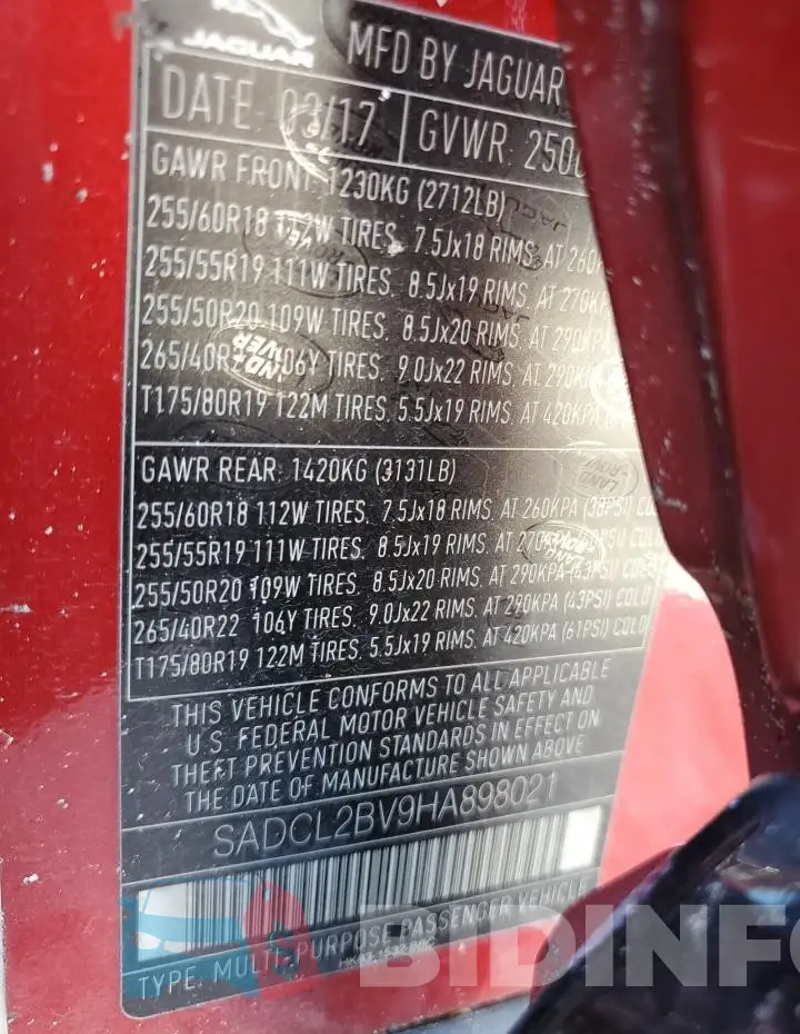 SADCL2BV9HA898021 Photo# 12