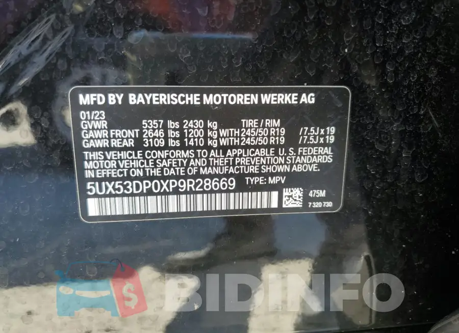 5UX53DP0XP9R28669 Photo# 14