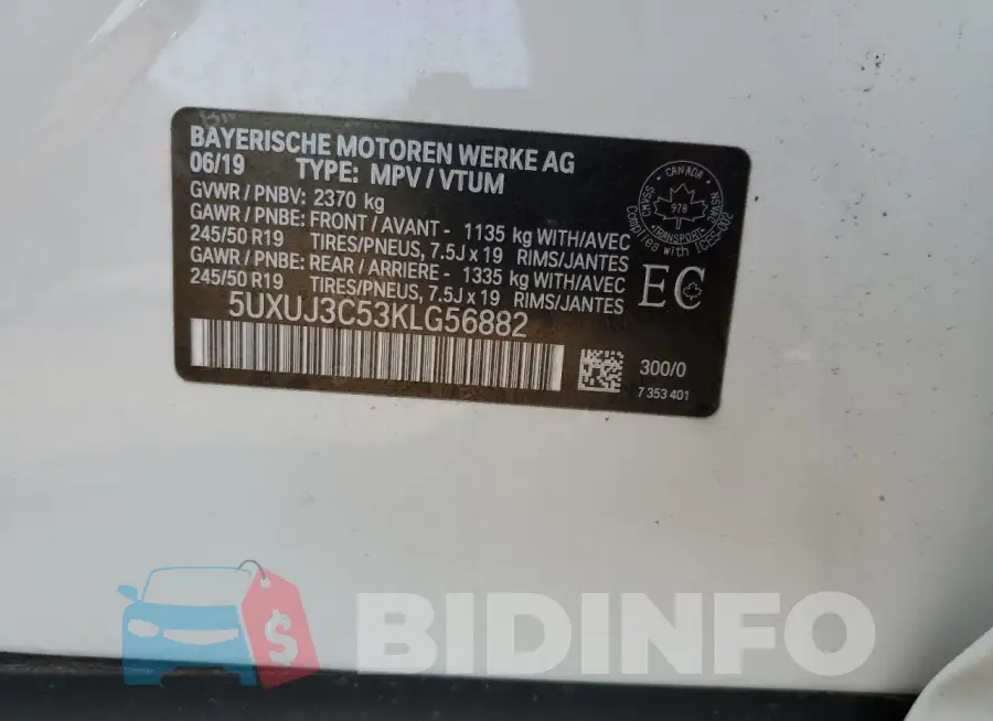5UXUJ3C53KLG56882 Photo# 14