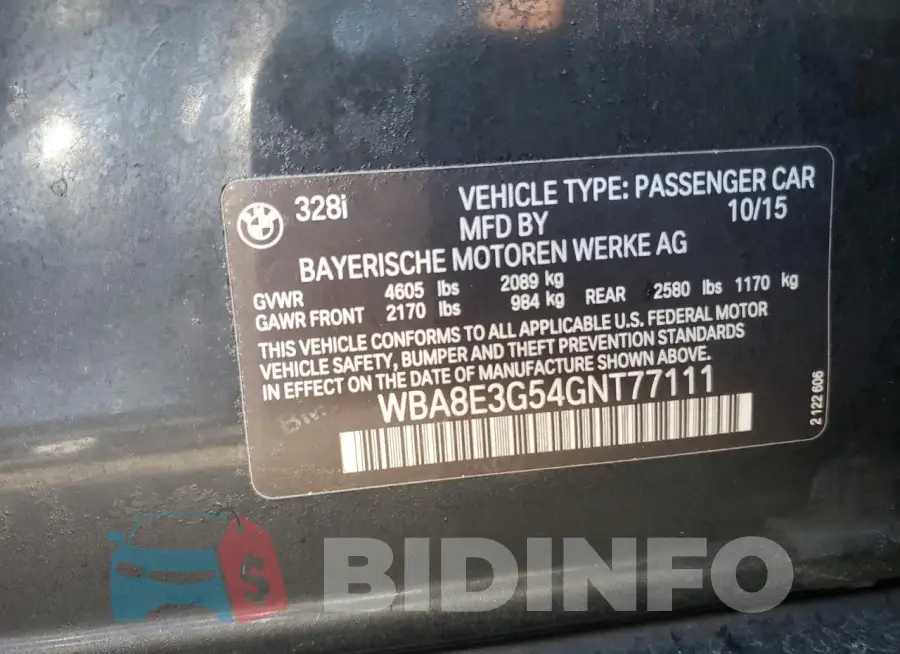 WBA8E3G54GNT77111 Photo# 12