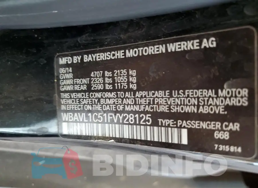 WBAVL1C51FVY28125 Photo# 12