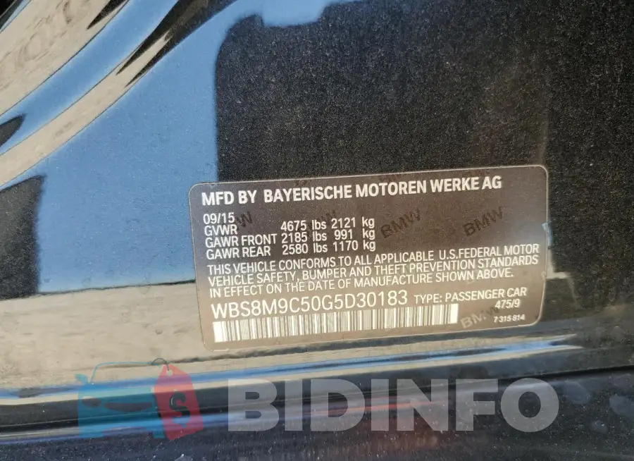 WBS8M9C50G5D30183 Photo# 12