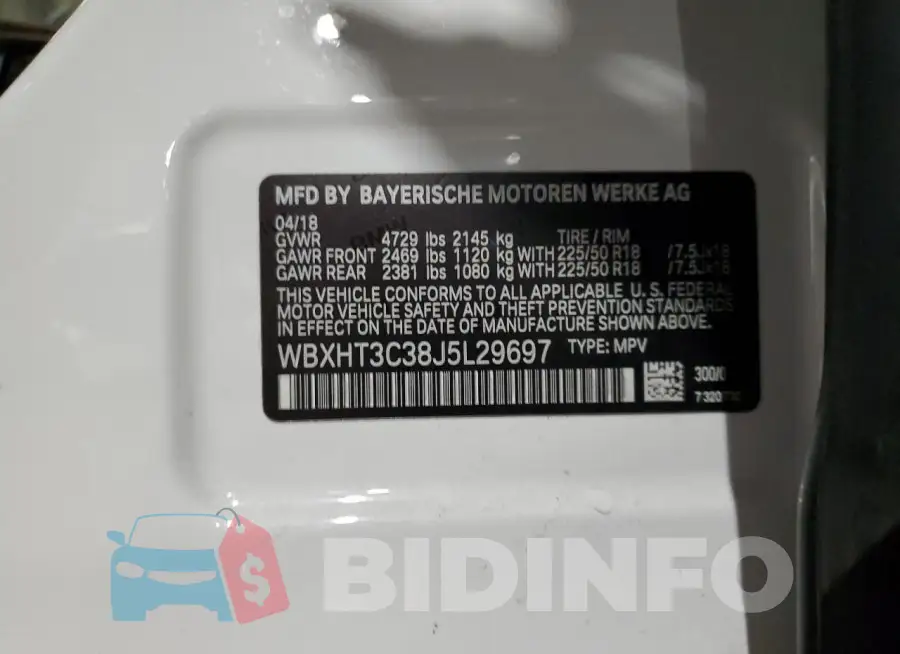 WBXHT3C38J5L29697 Photo# 13