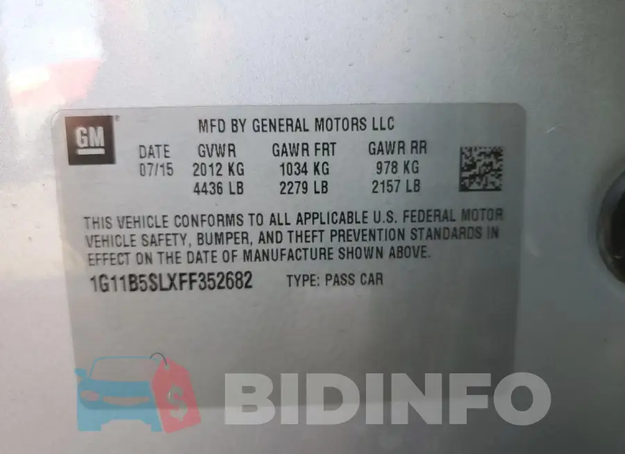1G11B5SLXFF352682 Photo# 12