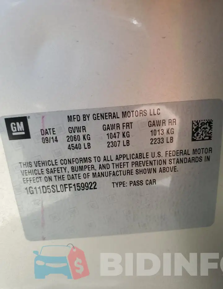 1G11D5SL0FF159922 Photo# 12