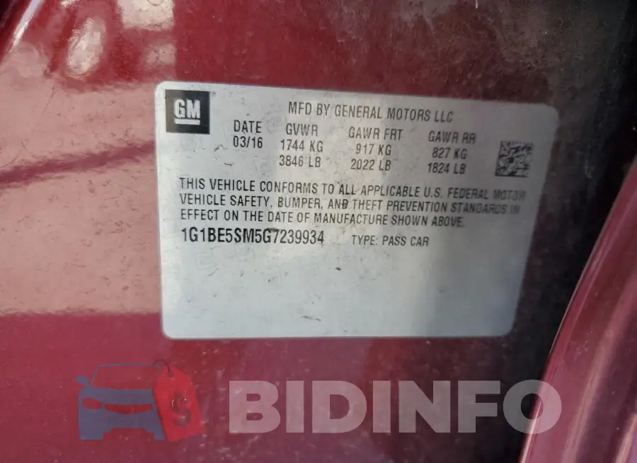 1G1BE5SM5G7239934 Photo# 12