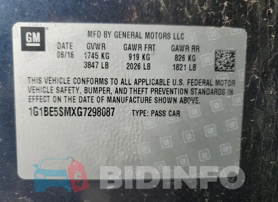 1G1BE5SMXG7298087 Photo# 13