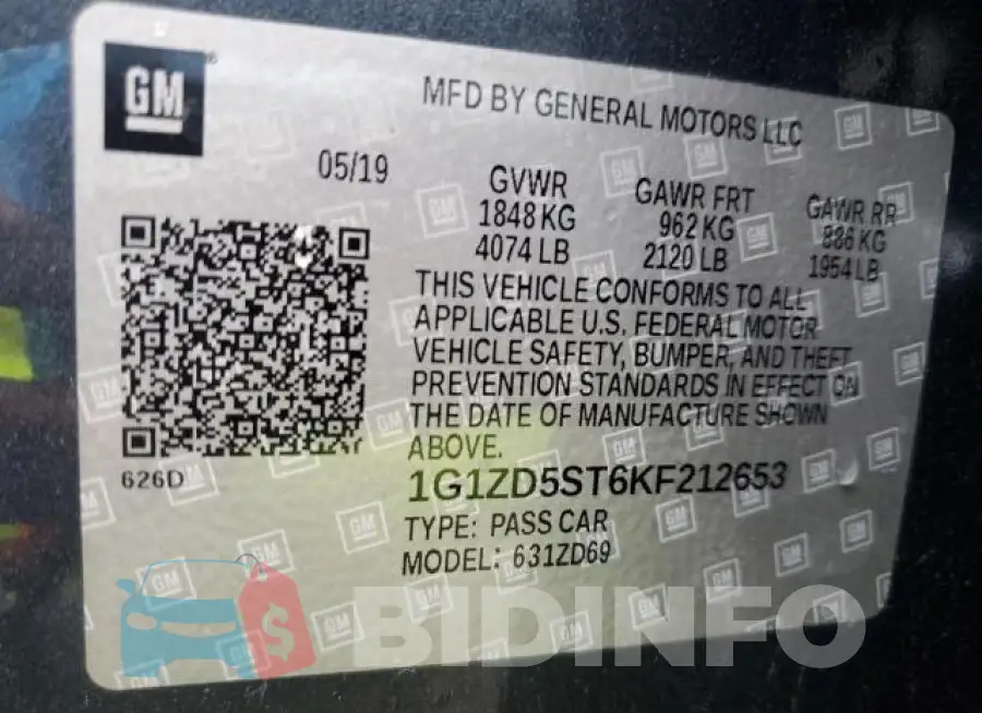 1G1ZD5ST6KF212653 Photo# 12