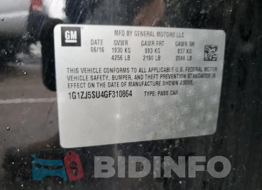 1G1ZJ5SU4GF310864 Photo# 12