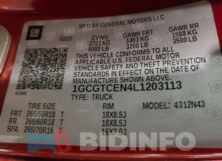 1GCGTCEN4L1203113 Photo# 12