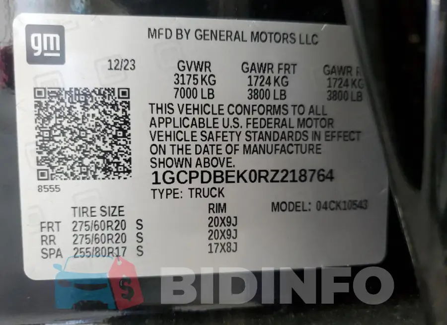 1GCPDBEK0RZ218764 Photo# 12