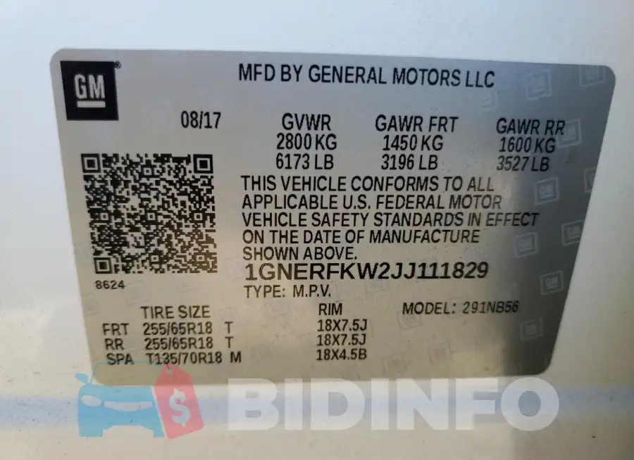 1GNERFKW2JJ111829 Photo# 14