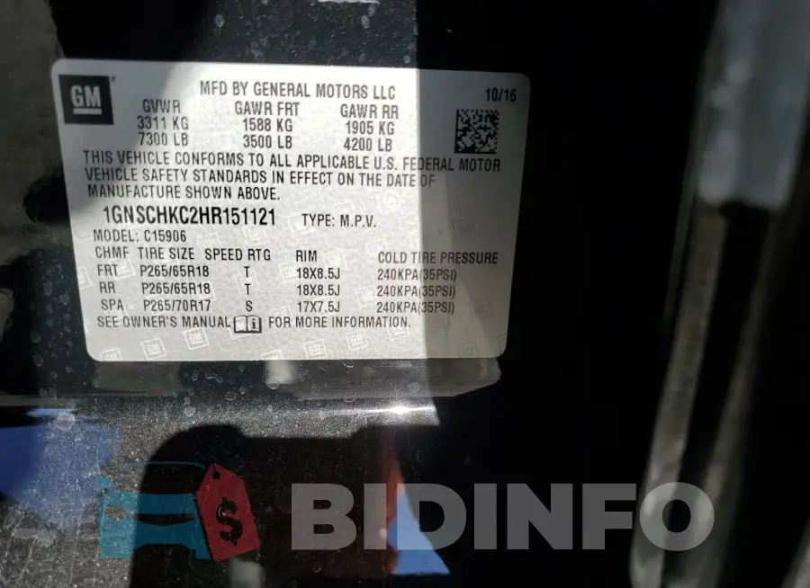 1GNSCHKC2HR151121 Photo# 14