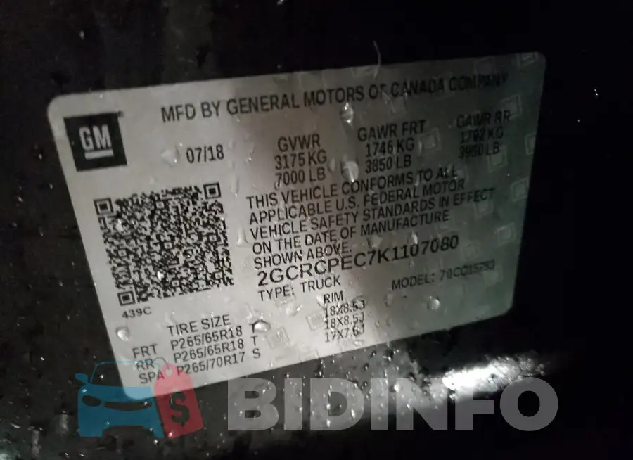 2GCRCPEC7K1107080 Photo# 12