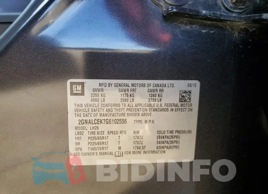 2GNALCEK7G6102556 Photo# 13