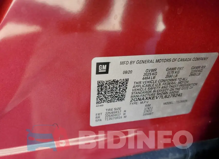 2GNAXKEV7L6279241 Photo# 13